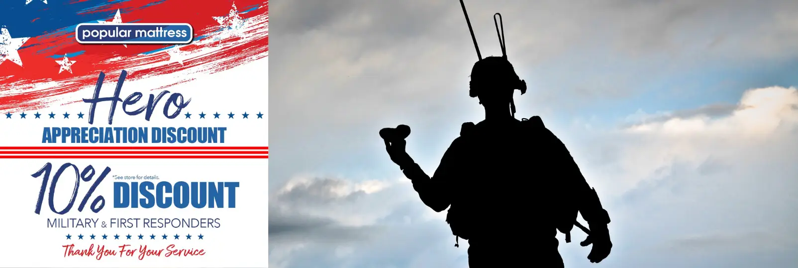 Popular Mattress 10% Hero Appreciation Discount for military members and first responders