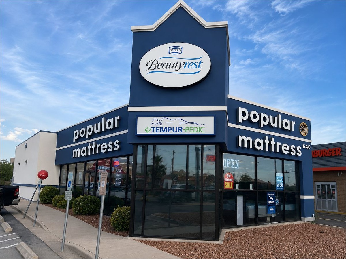 Exterior actualizado de Popular Mattress Sunland Park en 640 Sunland Park Drive, El Paso, Texas